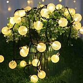abordables Guirlandes solaires-Guirlande lumineuse solaire à LED, 10 m/20 m/30 m/50 m, lumières acryliques étanches pour l&#039;extérieur avec télécommande, plug-in pour les vacances de Noël, les fêtes,&amp;amp;décoration de jardin prise
