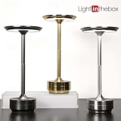 baratos Candeeiros de mesa-Candeeiro de mesa sem fio de alumínio led tricolor com escurecimento de toque recarregável luz noturna de mesa led lâmpada de leitura para restaurante bar de hotel iluminação de decoração de quarto
