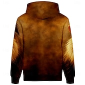 economico Stampa animale-Per uomo Leone Felpa con Cappuccio Felpe con cappuccio Felpa Quotidiano Casual Manica Lunga Con Cappuccio Vacanza Sport all'Aperto Abbigliamento casual alla moda Marrone Stampato Tasca Frontale