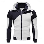 economico felpe con cappuccio da uomo di base-Per uomo Felpa con cappuccio a zip intera Giacca con Cappuccio Felpa con cappuccio e zip Felpe con cappuccio e zip Nero Bianco Rosso Blu Con Cappuccio Blocco di colori Con zip Cerniera Tasca Sport