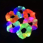 baratos Acessórios para festa-6 peças de scrunchies com luzes de LED - elásticos de cabelo vibrantes para mulheres &amp;meninas coloridas brilham no escuro com vários modos de luz acessório de moda perfeito para o natal &amp;festas de