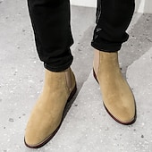 abordables Bottes de Chelsea-bottines chelsea en simili-suède pour homme – bottines décontractées à enfiler avec empiècements latéraux élastiques pour un usage quotidien, style vintage