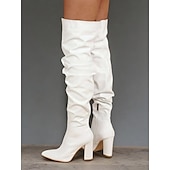 cheap Slouch Boots-Women&#039;s Black Slouchy Over-the-Knee Boots – Stylish Pointed Toe with Block Heel for Winter Fashion and Evening Outfits