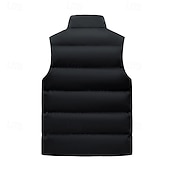 levne Pánská péřová vesta-Pánské Puffer Vesta Denní Na běžné nošení Jaro &amp; podzim Kapsy Polyester Pohodlné Pevná barva Zip Stojáček Běžný Černá Rubínově červená Tmavomodrá Vesta