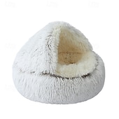 economico Coperte e plaid-Letto di peluche per gatti, ciambella rilassante, letto per cani e gatti, letto rotondo lavabile anti-ansia, soffice letto per coccole per cani, comodo letto con cuscino per cani e gatti per cuccioli di piccola taglia