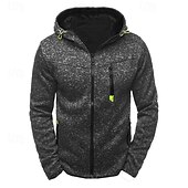 economico felpe con cappuccio da uomo di base-Per uomo Felpa con cappuccio e zip Felpa con cappuccio a zip intera Felpa con cappuccio in pile Nero Blu Grigio chiaro Con cappuccio Liscio Zip Up Tasche Sportivo Giornaliero Per eventi Poliestere