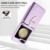 お買い得  サムスン用ケース-電話 ケース 用途 Z Flip 5 Z Flip 4 Z Flip 3 バックカバー スタンド付き ストラップ付き リストストラップ付き レトロ風 TPU PUレザー