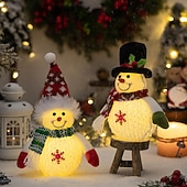 abordables Lumières de Noël-Figurine en peluche de bonhomme de neige de Noël illuminée, décoration de fenêtre de table à LED pour la décoration intérieure des vacances, accent de fête de cuisine à domicile de Noël d&#039;hiver