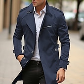 cheap Men&#039;s Trench Coat-Men&#039;s Transition Jacket Trench Coat Outdoor All Seasons Windbreaker Outerwear Clothing Apparel Streetwear Plain Front Pocket Lapel Single Breasted