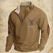 tanie Podstawowe bluzy-Męskie Bluza dresowa Bluza z zamkiem błyskawicznym Czarny Granatowy Khaki Jasnoszary Pół zamek Równina Święta Sport i turystyka Codzienny Święta Moda miejska Nowoczesne Zima Wiosna i jesień Odzież