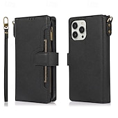 cheap iPhone Cases-Phone Case For iPhone 16 Pro Max Plus iPhone 15 Pro Max Plus iPhone 14 13 12 11 Pro Max Plus iPhone 14 Pro Max iPhone 13 12 11 Pro Max Flip Cover with Stand Holder with Wrist Strap Card Slot Retro