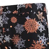 baratos Ternos Estampados-ternos de natal masculinos pretos com estampa de floco de neve, 3 peças, ajuste sob medida, abotoamento simples, um botão, 2024