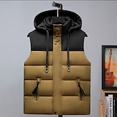 preiswerte Men&#039;s Vest-Herren Puffer Weste Kapuzenweste Gepolstert Weste Steppweste Täglich Verabredung Urlaub Modisch Brautkleider schlicht Herbst Winter Tasche Abnehmbare Kapuze Polyester warm halten Komfortabel Farbblock