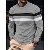 preiswerte Basic-T-Shirts-Herren T Shirt T-Shirt Langarmshirt Langarm Rundhalsausschnitt Frühling &amp; Herbst Einfach Mode Designer Basic Farbblock Urlaub Straße Ausgehen Wein Schwarz Weiß Top T-Shirt für Herren