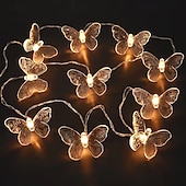 abordables Guirlandes lumineuses à piles-Guirlande lumineuse papillon, 1,5 m/3 m, 10/20 LED, alimentée par batterie, pour Noël en intérieur&amp;amp;décoration extérieure