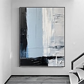 preiswerte Stillleben-Gemälde-handgemachtes blaues abstraktes blau-goldenes Ölgemälde auf Leinwand, groß, handgemalt, abstrakt, strukturiert, boho, modernes Ölgemälde, Wandkunst, zeitgenössisches minimalistisches Kunstwerk für