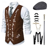 levne oblečení-Retro Řvoucí 20s 20. léta 20. století Úbory Vesta Sada příslušenství Gentleman Pánské předvečer Všech svatých Karneval Nový rok Večírek Plesová maškaráda Silvestr Dospělé Nákrčník Vesta Více doplňků