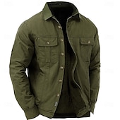 cheap Men&#039;s Western Shirts-Men&#039;s Vintage Work Shirt Western Shirt Cargo Shirt Long Sleeve Casual Sports &amp; Outdoor Going out Fall Winter Turndown Button-Down Army Green Khaki