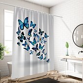 cheap Shower Curtains-Shower Curtain with Hooks 180cm*180cm(70&quot;*70&quot;) Polyester Washable Waterproof Pattern Bathroom Bathtub Decor Vintage Butterfly