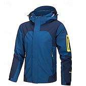 abordables Softshell, polares y chaquetas de montaña-Hombre La chaqueta con capucha Chaqueta Softshell Chaqueta para senderismo Al aire libre Bloque de color Resistente al Viento Resistente al Agua Chaqueta cortavientos Viaje Negro Azul Beige Gris