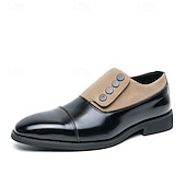 tanie Półformalny-męskie, vintage, formalne buty typu oxford – dwukolorowa sztuczna skóra i zamszowe guziki, idealne na spotkania biznesowe i specjalne okazje