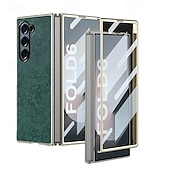 Недорогие Чехлы для Samsung-телефон Кейс для Назначение SSamsung Galaxy Z-сгиб 6 Z Fold 5 Z Fold 4 Z Fold 3 Кейс на заднюю панель и протектор экрана Защита от удара ПК Кожа PU