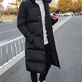 preiswerte Daunenjacken &amp; Parkas für Herren-Herren puffer jacket Steppjacke übergangsjacke Gefütterte Jacke Tasche Polyesterfaser Fleece-Futter Freizeitskleidung Verabredung Urlaub Lang Modisch Brautkleider schlicht Komfortabel warm Herbst