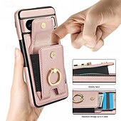 お買い得  その他のスマホケース-電話 ケース 用途 ピクセル9プロ ピクセル9プロXL Pixel 8 Pro Pixel 8 ピクセル9 バックカバー バンカーリング カード挿入口 耐衝撃 レトロ風 TPU PUレザー