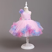 levne Párty šaty-Děti Dívčí Šaty na párty Pevná barva Květiny Bez rukávů Zvláštní příležitosti Módní Princeznovské Polyester Šaty na párty Léto Jaro 2-8 let Více barev Žlutá Světlá růžová