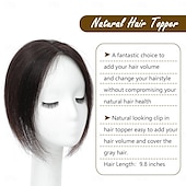 economico Pezzi di capelli umani e toupet-topper per capelli 9.8&quot; topper per capelli umani per donne topper per capelli color castano scuro per capelli diradati topper per capelli umani 100% veri per donne