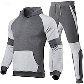 cheap Tracksuits-Men&#039;s Tracksuit Jogging Suit 2 Piece Casual Fall Long Sleeve Breathable Soft Fitness Gym Workout Running Sportswear Activewear Color Block Black Red Dark Gray