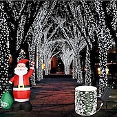 cheap Solar String Lights-50M-500Leds/100M-1000Leds Outdoor High Brightness Copper Wire Light String Large Solar Panel Courtyard Eaves Christmas Trees Balconies Fences Holy Festival Atmosphere Decorative Light String