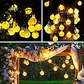 abordables Guirlandes solaires-Guirlande lumineuse solaire à LED, 10 m/20 m/30 m/50 m, lumières acryliques étanches pour l&#039;extérieur avec télécommande, plug-in pour les vacances de Noël, les fêtes,&amp;amp;décoration de jardin prise