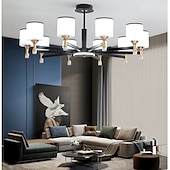 billige Pendellys-moderne lysekrone taklampe led pendellys moderne innfelt taklampe for spisestue stue svart gylden 6/8/10/15-lys 110-240v
