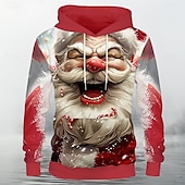 baratos moletons 3d masculinos-Homens Papai Noel Moletom Moletons Moletom Manga Longa Moletom com capuz Com Capuz Moda Impressão 3D Natal Esportes Rosa Bolsos Impressão 3D Outono Inverno Designer