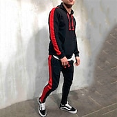 cheap Tracksuits-Men&#039;s Tracksuit Jogging Suit 2 Piece Casual Fall Long Sleeve Breathable Soft Fitness Gym Workout Running Sportswear Activewear Color Block Dark Grey Black White