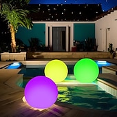 abordables Luces subacuáticas-Luz flotante LED para piscina de 40 cm, bola inflable luminosa resistente al agua para decoración de piscinas al aire libre y deportes de piscina