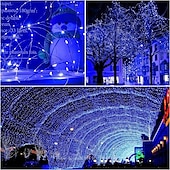 abordables Funciona con energía solar-Elegante cadena de luces de alambre de cobre alimentada por energía solar para fiestas de recepción de bodas, 100/200/300 LED con 8 modos para jardín, Navidad, bodas, fiestas&amp;amp;Decoración exterior