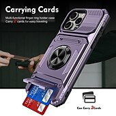 tanie Etui do iPhone&#039;ów-telefon Kılıf Na iPhone&#039;a 16 Pro Max Plusa iPhone&#039;a 15 Pro MaxPlus iPhone 14 Pro Max iPhone 14 Pro Max Plus iPhone&#039;a 13 Pro Max . Osłona tylna Uchwyt pierścieniowy Magnetyczne Gniazdo karty Retro TPU
