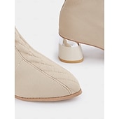 preiswerte Stiefeletten-beigefarbene Sock-Stiefeletten für Damen mit metallischem Blockabsatz – elastisches Strickgewebe und modernes Design für lässige und stylische Looks