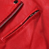 billiga Skinnimiterad jacka-Herr Imitationsläderjacka Övergångsjacka Bikerjacka Lackjacka Semester Dagligen Vindtät Håller värmen Ficka Höst vinter Slät Mode Klassisk Kavajslag Normal Imitationsläder PY01-Svart PY01-Röd