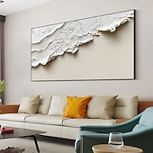 お買い得  風景画-手作りのオリジナルの厚い質感のビーチ油絵キャンバスに抽象的なミニマリストの海の波の壁アート、家の装飾用、枠張り付き、内側のフレームなしの絵画