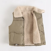 billiga Girl&amp;#39;s Downs &amp;amp; Pufferjacka-Barns Flickor Västkappa Ärmlös Svart Vit Gul Ensfärgat Ficka Höst Vinter Neutral Skola 4-12 år