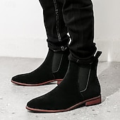 abordables Bottes de Chelsea-bottines chelsea en simili-suède pour homme – bottines décontractées à enfiler avec empiècements latéraux élastiques pour un usage quotidien, style vintage