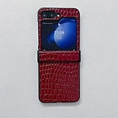 お買い得  サムスン用ケース-電話 ケース 用途 Zフリップ6 Z Flip 5 Z Flip 4 Z Flip 3 バックカバー 耐衝撃 レトロ風 TPU PUレザー