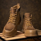 baratos Botas de trabalho-Homens Botas Botas de trabalho Couro Premium Confortável Antiderrapante Com Cadarço Amarelo Cáqui