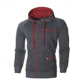 abordables sweats à capuche basiques pour hommes-Homme Sweat à capuche zippé Sweat à capuche en molleton Noir Blanche Vin Chameau Gris foncé Capuche Bloc de couleur Fermez Patchwork Sport &amp; Loisir du quotidien Vacances Polyester Vêtement de rue