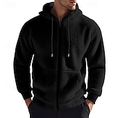 cheap Basic Hoodies-Men's Full Zip Hoodie Zip Up Hoodie Black Navy Blue Khaki Gray Hooded Plain Zip Up Sports &amp; Outdoor Daily Holiday Polyester Streetwear Basic Casual Spring &amp;  Fall Clothing Apparel Hoodies Sweatshirts