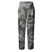 economico Sottile-Per uomo Floreale Pantaloni Eleganti Misura del girovita medio Vintage Casual All'aperto Casa Abbigliamento Quotidiano Cerniera Tasca Estate Primavera Autunno Stampa 3D Nero Giallo Rosa