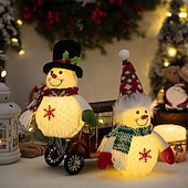 abordables Lumières de Noël-Figurine en peluche de bonhomme de neige de Noël illuminée, décoration de fenêtre de table à LED pour la décoration intérieure des vacances, accent de fête de cuisine à domicile de Noël d&#039;hiver